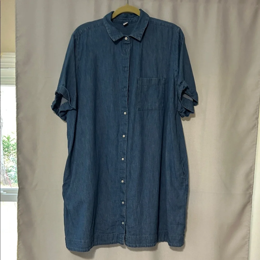 Old Navy Lightweight Blue Denim Button-Down Dresd - Picture 1 of 3